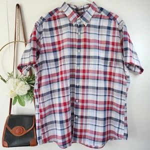 Eddie Bauer Classic Fit  Short Sleeves Flannel Button Down Shirt Size XL